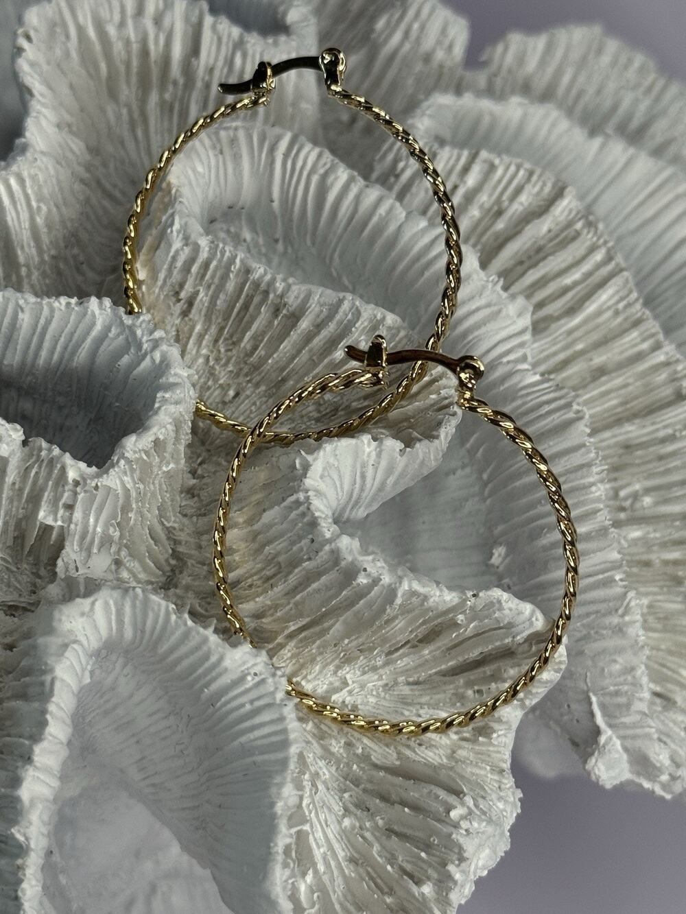Elegant Hoop Gold Plated Earrings Length 1.50 Inch